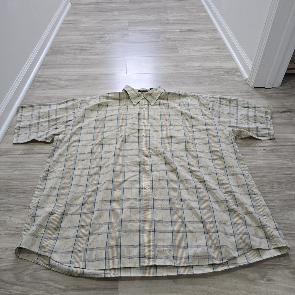 GANT Foxhunt Plaid Short Sleeve Button Front Shirt Men's XXL Tall Brown Green - Picture 2 of 10